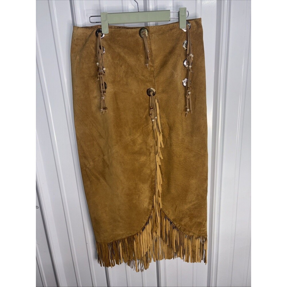 Lew Magram Vintage Suede Fringe Skirt Size 6 (see Measurements)Festival, Indian